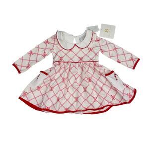 NWT Swoon Baby 12M Candy Cane Lane Proper Picot Pocket Dress